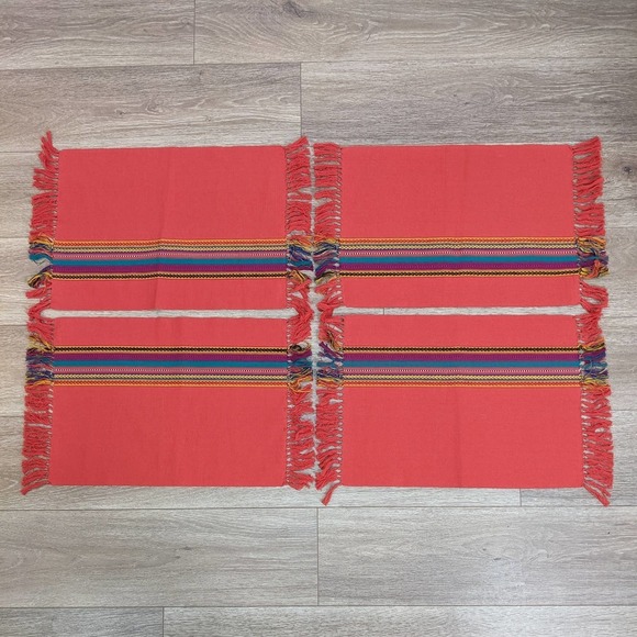 4 Pier 1 Imports Table Placemats Dining Boho Striped Fringe Southwestern Striped - Picture 3 of 5